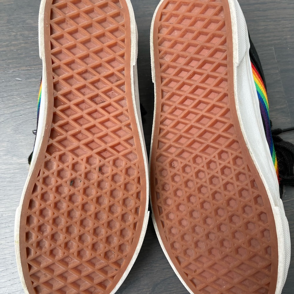Vans Black Canvas Sneakers with Rainbow Side Stripes Pride - Picture 6 of 6